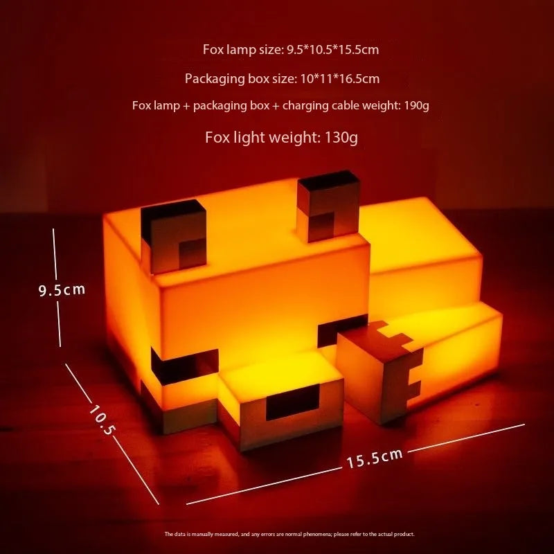 MC Game Cute Fox Night Light Soft Orange Glow Desk Lamp Home Atmosphere Luminous Table Lamp for Playrooms or Children' Bedrooms